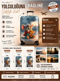 Resim Bagline BAGLİNE Valiz Kılıfı -Bavul Kılıfı Likralı Esnek Kumaş Ve Dayanıklı - WELCOME ANTALYA 