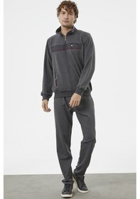 Resim Şerit Detaylı Dik Yaka Eşofman Takım - Antrasit 001 