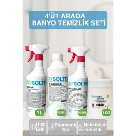 Resim Soltek Kimya 4'ü1 Arada Etkili ve Güçlü Banyo Temizlik Seti (4'lü Set) 