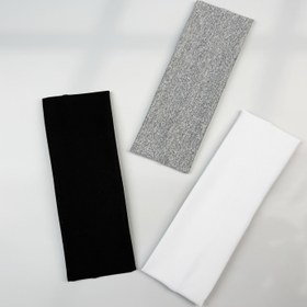 Resim Kadınlar için 3 adet Elastik Saç Bandı - Geniş, Esnek Turban Başlıkları Siyah, Gri ve Beyaz Renklerde, Egzersiz ve Yoga için İdeal, Güvenli Uygun Başlık, Egzersiz Başlığı|Minimalist Başlık|Esnek Kumaş 