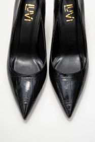 Resim Luvishoes Luvi Shoes Hudson Siyah Baskı Kadın Topuklu Ayakkabı Siyah 