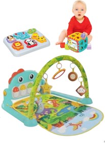 Resim Shem Piyanolu Dinazor Bebek Oyun Halısı Aynalı Müzikli Işıklı 3d Hayvanlar Bultak Kare Bultak Eğitici Set 