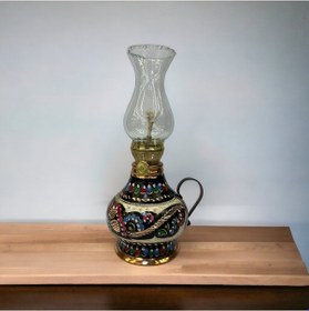 Resim Mine İşlemeli Bakır Gaz Lambası Küçük Boy 