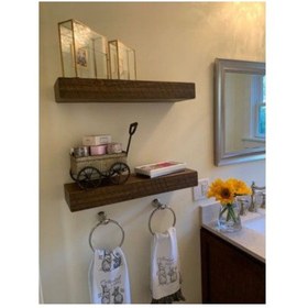 Resim Dekoratif Doğal Ahşap 2 Li 110 X 20 X 4 Cm Gizli Aparatlı Raf Ahşap 