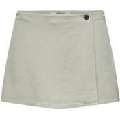 Resim Only Kadın Yüksek Bel Keten Karışımlı Şort Etek - Açık Yeşil Renkli 