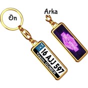 Resim Hediye Zengini Kişiye Özel Harley Davidson Neon Mor Logo Tema Plaka Anahtarlık 