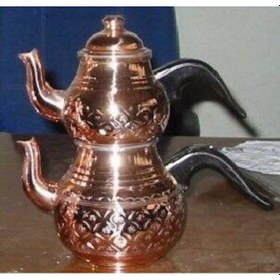Resim Bakır Çay Demlik Takımı 