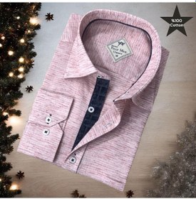 Resim Pamuklu Oxford Uzun Kollu Unisex Gömlek Slim Fit -9585 Pembe 