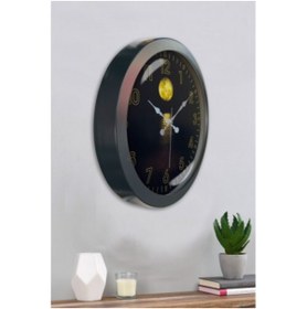 Resim Bahat Salon Ofis Duvar Saati Gri Metal Çerçeve 36 Cm 