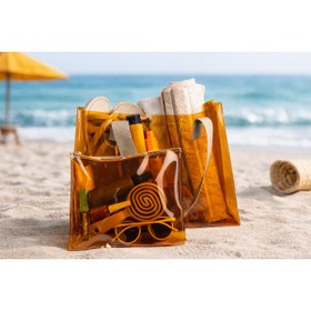 Resim TTM Vizon Kadın Beach Baskılı Şeffaf Plaj Çantası 