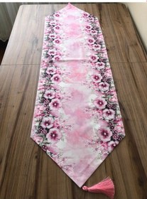 Resim Pembe Çiçek Desenli Runner Çok Renkli 