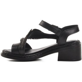 Resim Siyah Hakiki Deri Kadın Topuklu Sandalet 25020310y Z Siyah 