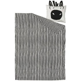 Resim Çocuk Nevresim Takımı, Siyah-beyaz, 150x200/50x60 Cm Zebra Temalı Siyah - Beyaz 