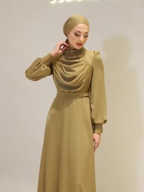 Resim Yezra Tesettür Abiye - Yağ Yeşili / 38 