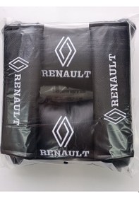Resim Renault Uyumlu Yeni Logo Beyaz Nakışlı Boyun Yastığı +emniyet Kemer Pedi Beyaz 