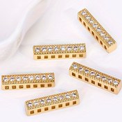 Resim 2 adet 18K Altın Kaplama Pirinç Dikdörtgen Zirkonya Çoklu Sıra Ayırıcı Kare Bağlayıcı DIY Boncuk Takı Yapım Parçaları Kolye için 