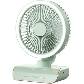 Resim Usb Şarjlı Masaüstü Fan - 5 Vantilatör Hızı, Kumandalı, Telefon Tutucu, Işık Fonksiyonu, 4000mah Pil - Yeşil Asma/konduk/süpürge Yeşil Yeşil 