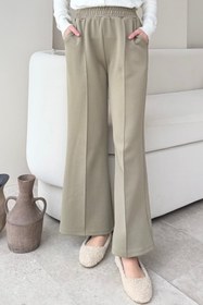 Resim Tesettür Diyarı Kadın Çimalı Beli Lastikli Cepli Scuba Kumaş Tesettür Pantolon- Çağla Yeşili 