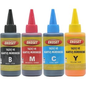 Resim Ekoset Epson Tanklı Yazıcılar için Uyumlu Mürekkep 4 Renk 4X100 ML 