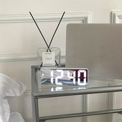 Resim 1 adet Saat, Led Ayna Masa Alarm Saati, Dijital Alarm Erteleme Ekranı Zaman, Masaüstü Elektronik Masa Lambası, Masaüstü USB Alarm Saati, Yatak Odası, Ofis, Ev Malzemeleri için Ev Dekoru 