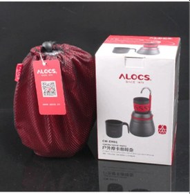 Resim Alocs Kamp Filtre Kahve Demleme Potu Moka Pot Tam Set Siyah - Kırmızı 