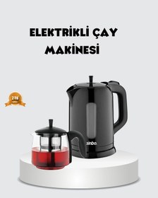 Resim Çaycı Cam Demlikli 1800w Güçlü Sıcak Tutmalı Elektrikli Çay Makinesi 