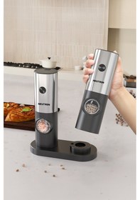 Resim Neutron Pilli Led Işıklı Otomatik Baharat Öğütücü 2'li Paket Siyah 