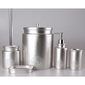 Resim By Selim Selim Polyester 5 Parça Banyo Seti Stamp Gümüş 