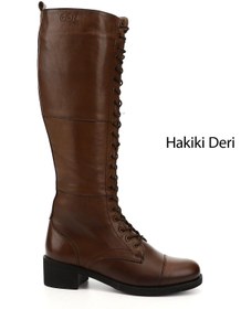Resim GÖNDERİ(R) Kadın / Kız Kahve Antik Fermuarlı Kalın Topuklu Postal Çizme 