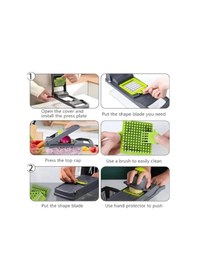 Resim 13 Patates Sebze Küp Rende Doğrayıcı Dicer Mandolin Dilimleyici Jülyen Kesici Mutfak Chopper Siyah - Yeşil 