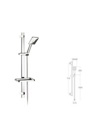 Resim Kare Sürgülü Duş Seti + 3 Fonksiyonlu Tuşlu Elduşu Krom 
