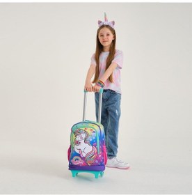 Resim Coral High Kids Lavanta Su Yeşili Unicorn Desenli Çekçekli 2'li Çanta Seti Set0223929 