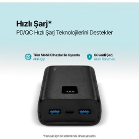 Resim Ttec PowerSlim Trio LCD 20.000mAh PD 22,5W Dahili Kablolu Taşınabilir Şarj Aleti / Powerbank 