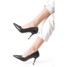 Resim Preshley Kadın Fascino Siyah Deri Stiletto Topuklu Ayakkabı Siyah 