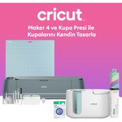 Resim Cricut Maker 4 Kesme Makinesi ve Kupa Presi ile Kupalarını Kendin Tasarla Paketi 