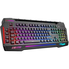 Resim Rampage KB-R63 STAGE Usb Kablolu RGB Işıklı 4 Makrolu Ses Mik Çıkışlı Oyuncu Q Klavye 