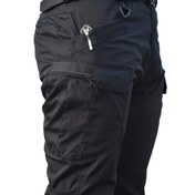 Resim Erkek Taktiksel Kargo Pantolonu - Çoklu Cep, Dayanıklı Siyah Kumaş, Açık Hava Çalışması, Yürüyüş, Bahar ve Sonbahar için İdeal, Dış Mekan Giyim|Fonksiyonel Cep|Güçlü Kumaş 