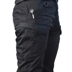 Resim Erkek Taktiksel Kargo Pantolonu - Çoklu Cep, Dayanıklı Siyah Kumaş, Açık Hava Çalışması, Yürüyüş, Bahar ve Sonbahar için İdeal, Dış Mekan Giyim|Fonksiyonel Cep|Güçlü Kumaş 