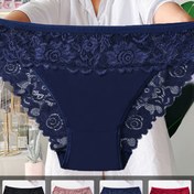 Resim Kadınlar için 4 adet Büyük Beden Çiçek Desenli Dantel Yama Pantolonu - Orta Yükselişli Esnek Orta Ağırlıkta Kumaş, Zarif Dantel Kenar ve Kontrast Kenar, 1XL-5XL Bedenler, Çeşitli Renkler (Siyah/Beyaz/Kırmızı/Pembe/Mavi/Gri) 