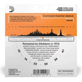 Resim D'Addario Daddario EJ15 Akustik Gitar Tel Seti, Phosphor-Bronze, Extra Lig 