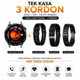 Resim haino teko germany Haino Teko-33 Akıllı Saat Siyah 1 Kasa 3 Değiştirilebilir Kordon AMOLED Ekran Bluetooth Arama IP67 