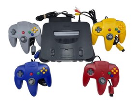 Resim Nintendo 64 Konsolu + 4 Yeni Kumanda + Kablolar 