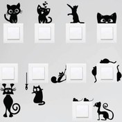 Resim nehay shop Priz Kedi özel yeni sticker Set Siyah Etiket Duvar özel yeni sticker 