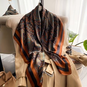 Resim Zarif Çiçek Desenli Polyester Eşarp Kadınlar için - %100 Polyester Hafif Moda Şal Süslü Botanik Tasarım, Nefes Alabilir ve Sıcak Aksesuar Dışarı Çıkmak İçin, Dokuma Dekoratif Sarma 