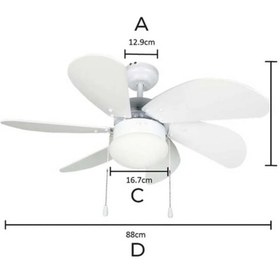 Resim EKM29 Ekim Aydınlatma Kcf281 60w 30 Inç Beyaz Altı Kanatlı Lambalı Ipli Tavan Vantilatörü 