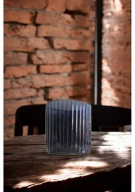 Resim Renkli Optik Desenli El İşçiliği Silindir Cam Vazo En 10x10cm Mumluk Obje Aksesuar Dekoratif Saksı Açık Mavi 