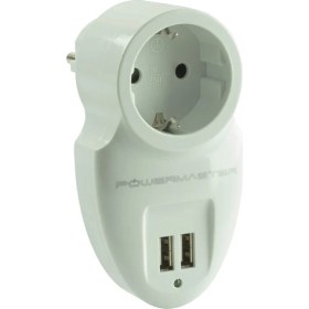 Resim Powermaster Akım Korumalı İki Usb'Li Tekli Priz 
