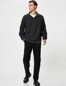 Resim Yarım Fermuarlı Sweatshirt Dik Yaka Uzun Kollu 