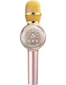 Resim K2 LED Işıklı Bluetoothlu 5.0 Karaoke Mikrofonu 