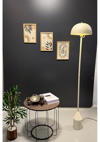 Resim Toms Krem Lambader Modern Dekoratif Metal Tasarım Şık Yerden... Krem 